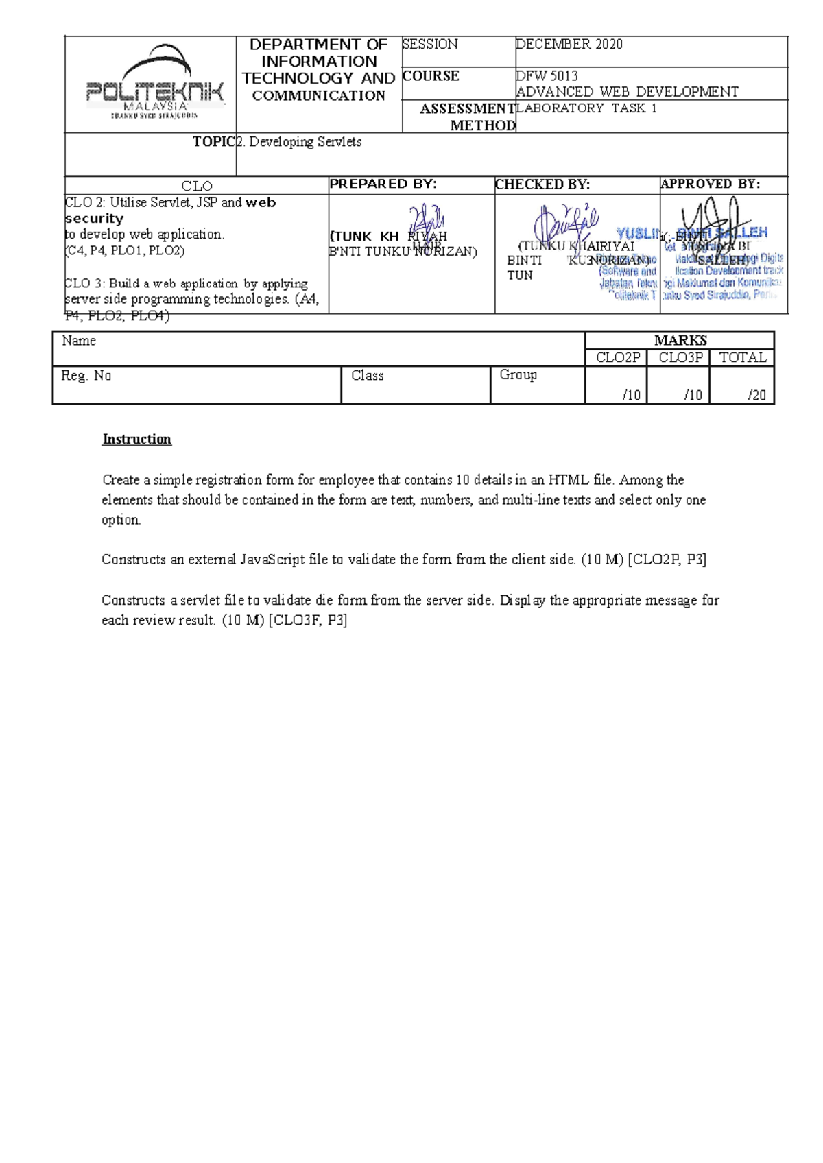 Lab Task 1 Dec2020 Lab Task 1 I Binti Binti Tun Airiyai 3 Tunk
