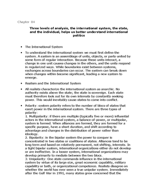 The State as a Level of Analysis - and European power in the region led ...