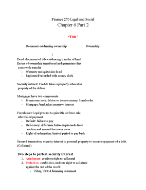 Finance 270 Chapter 12 part 1 - Finance 270 Legal and Social Chapter 12 ...