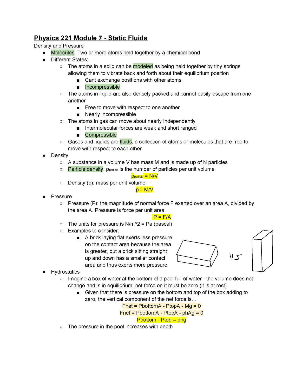 Physics 221 Module 7 - Static Fluids - Physics 221 Module 7 - Static ...