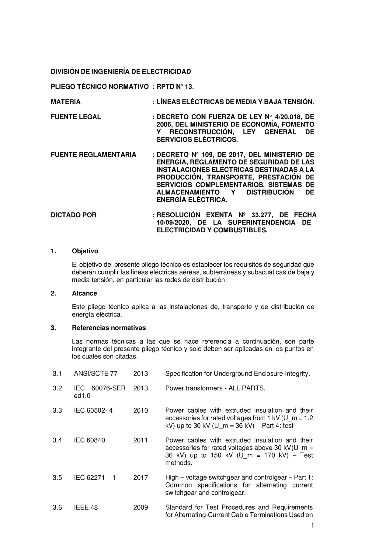 Pliego Técnico Normativo RPTD N°13 Líneas Eléctricas De Media Y Baja ...