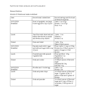 Module 6 Nutrition - HUN2000 - ALABI ABISOLA OLAITAN Rasmussen ...