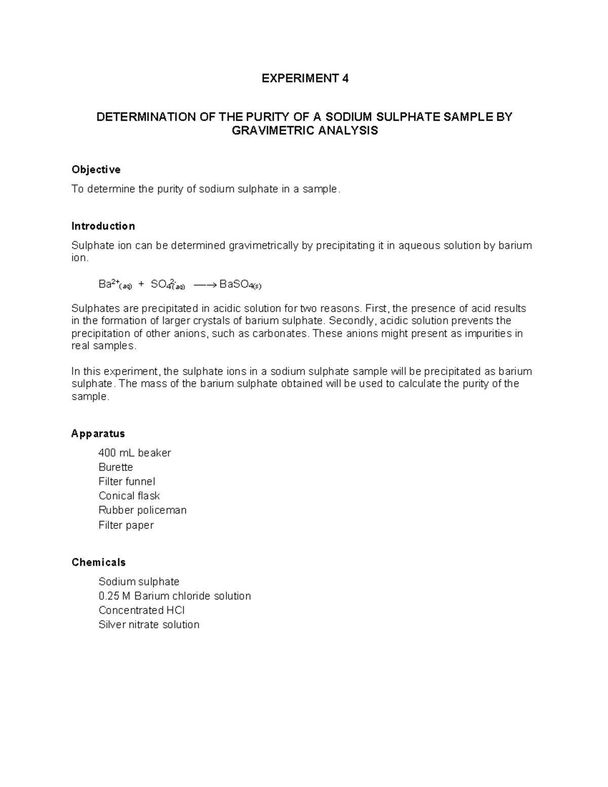 EXP 4 LAB Manual Report Sheet 2 4 Aq EXPERIMENT 4 DETERMINATION