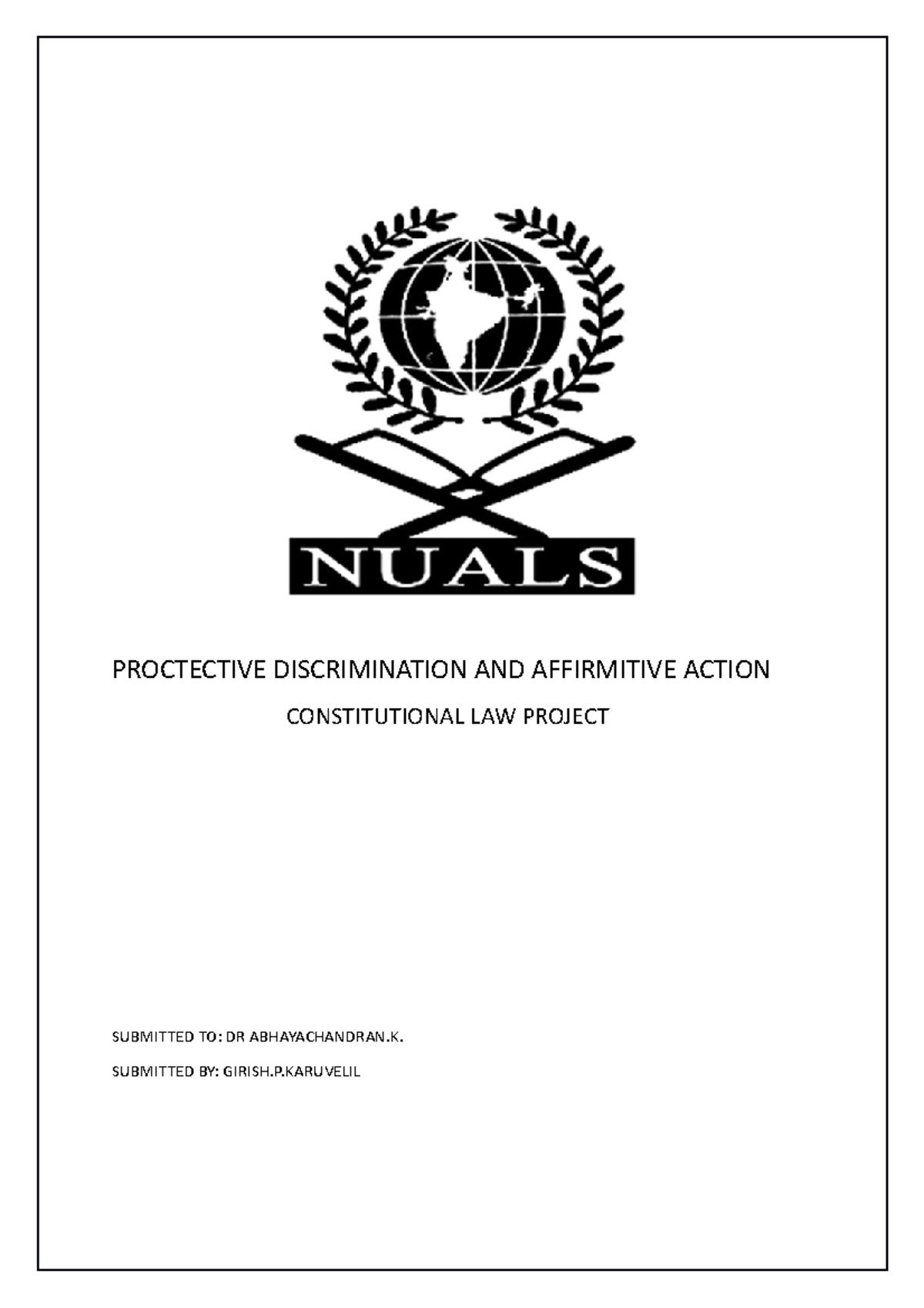 Protective discrimination and affirmitive action PROCTECTIVE DISCRIMINATION AND AFFIRMITIVE