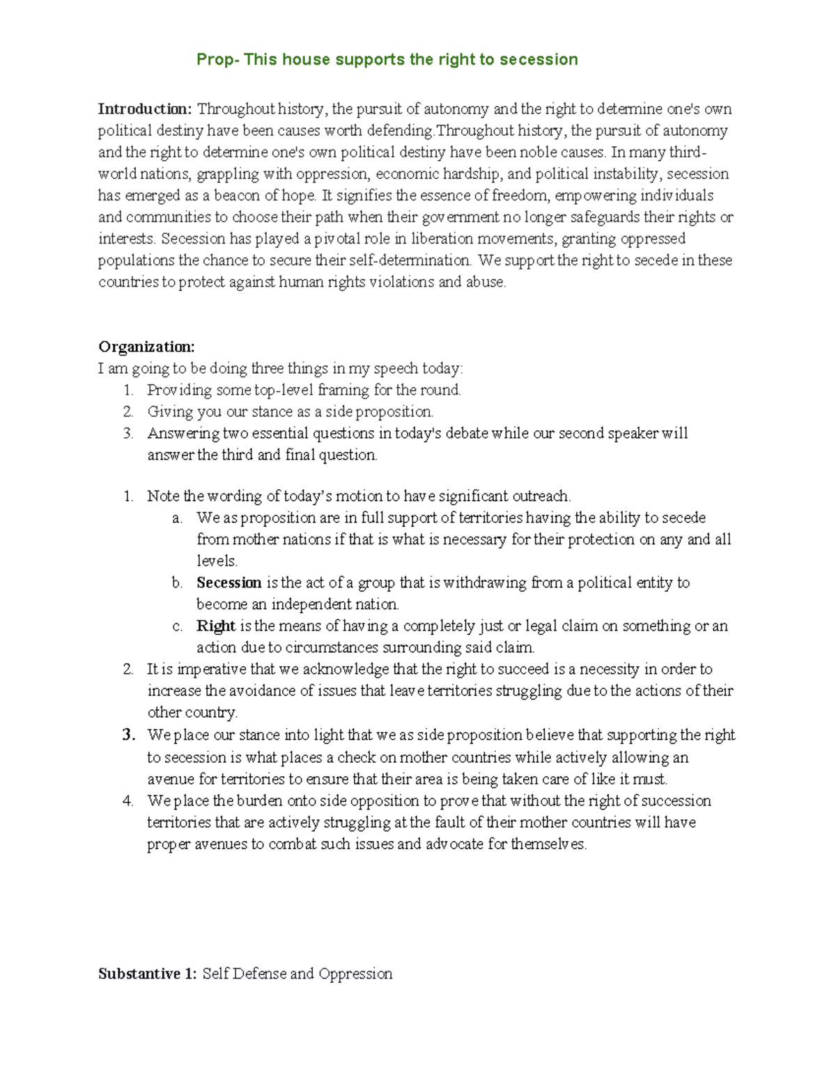 Copy of Prop- Right to secession - Introduction: Throughout history ...