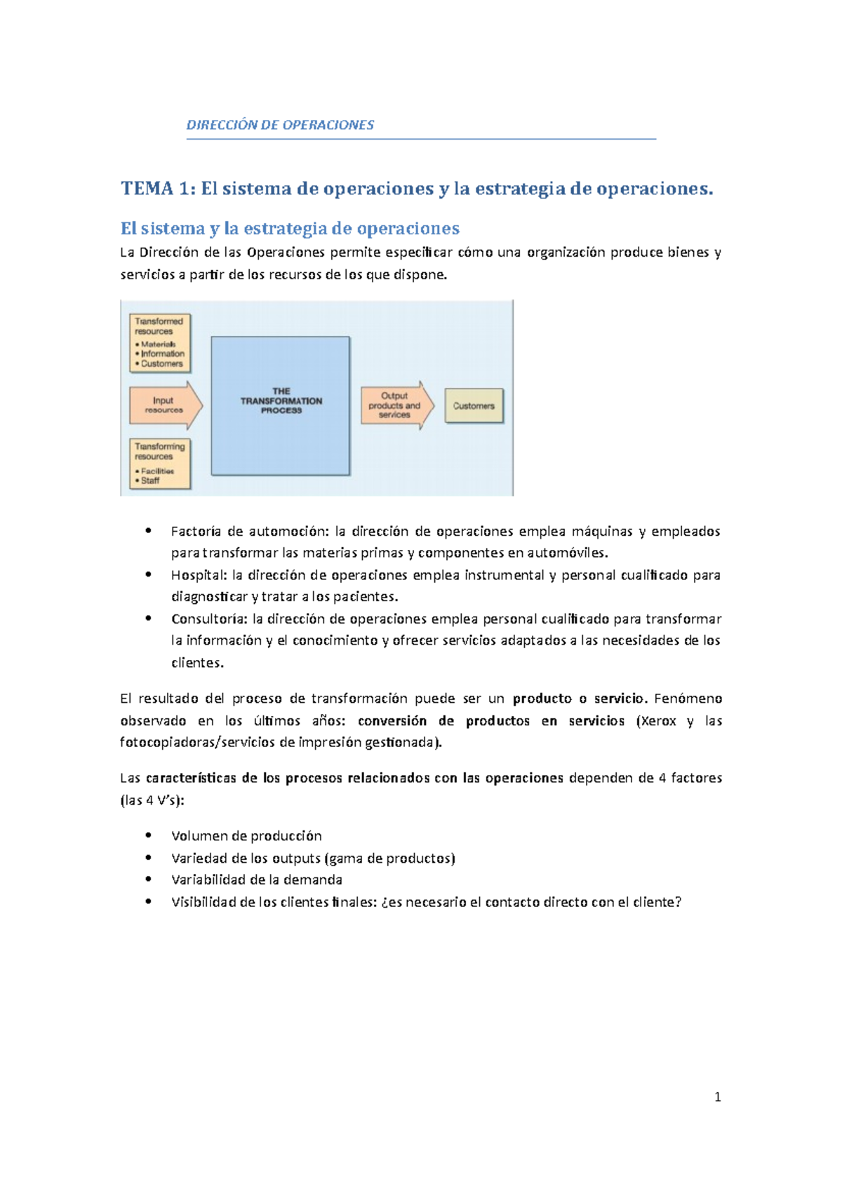 Dirección De Operaciones - Temas 1 - 12 - De Operaciones Tema 1: El 