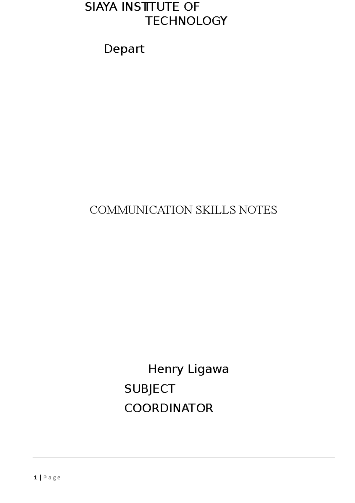 Communication-Skills-Notes - 1 | P A G E COMMUNICATION SKILLS NOTES ...