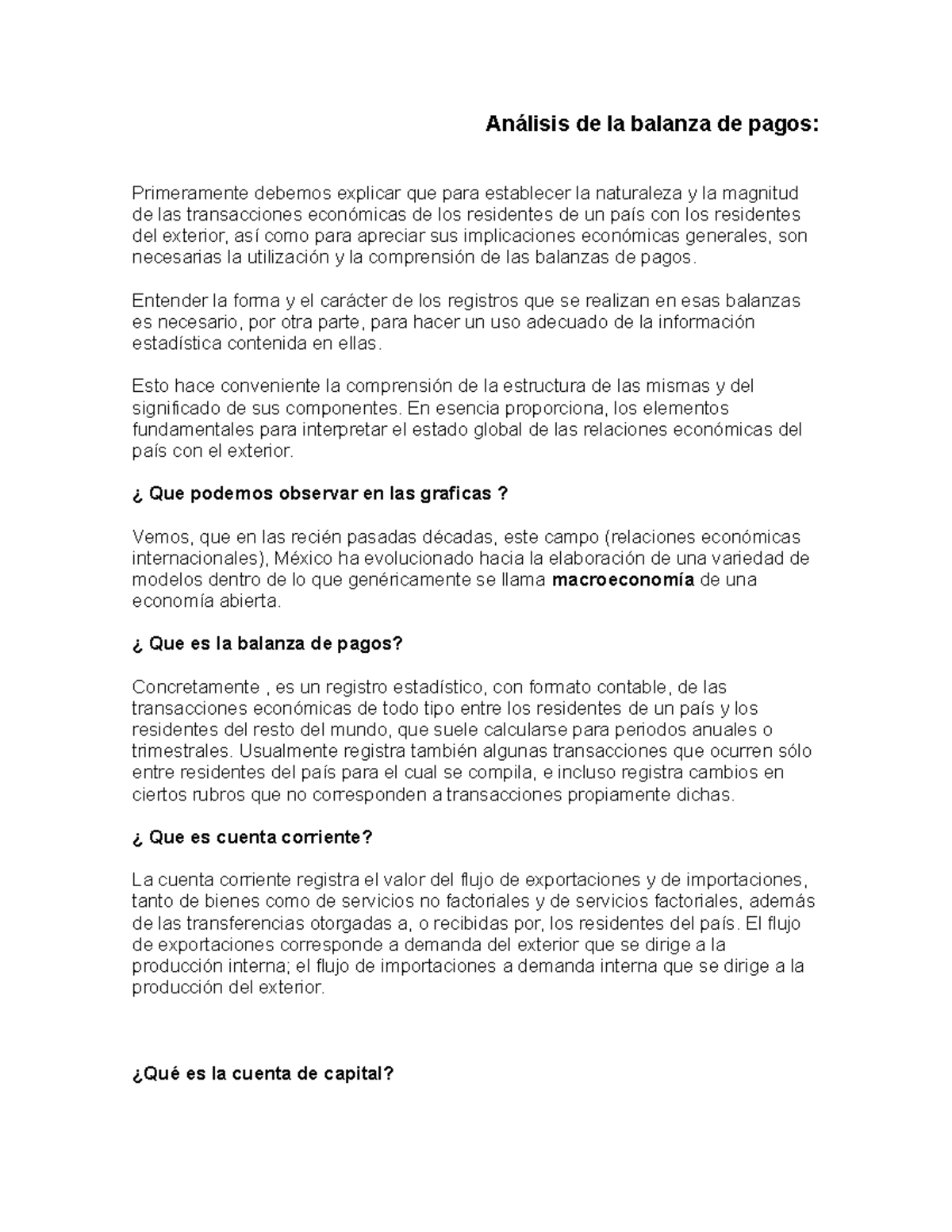 Ensayo sobre el Análisis de la balanza de pagos Análisis de la balanza de pagos Primeramente