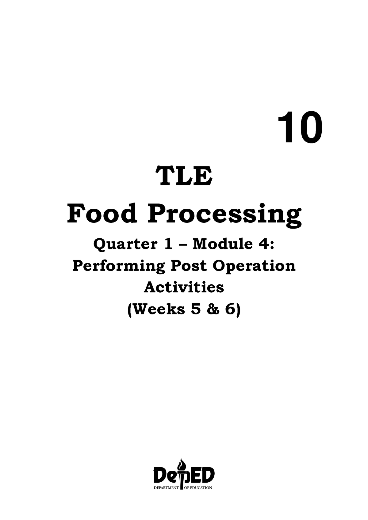 Tle Food Processing 10 Q1m4weeks 56 Ok 10 Tle Food Processing Quarter 1 Module 4 Performing 7106