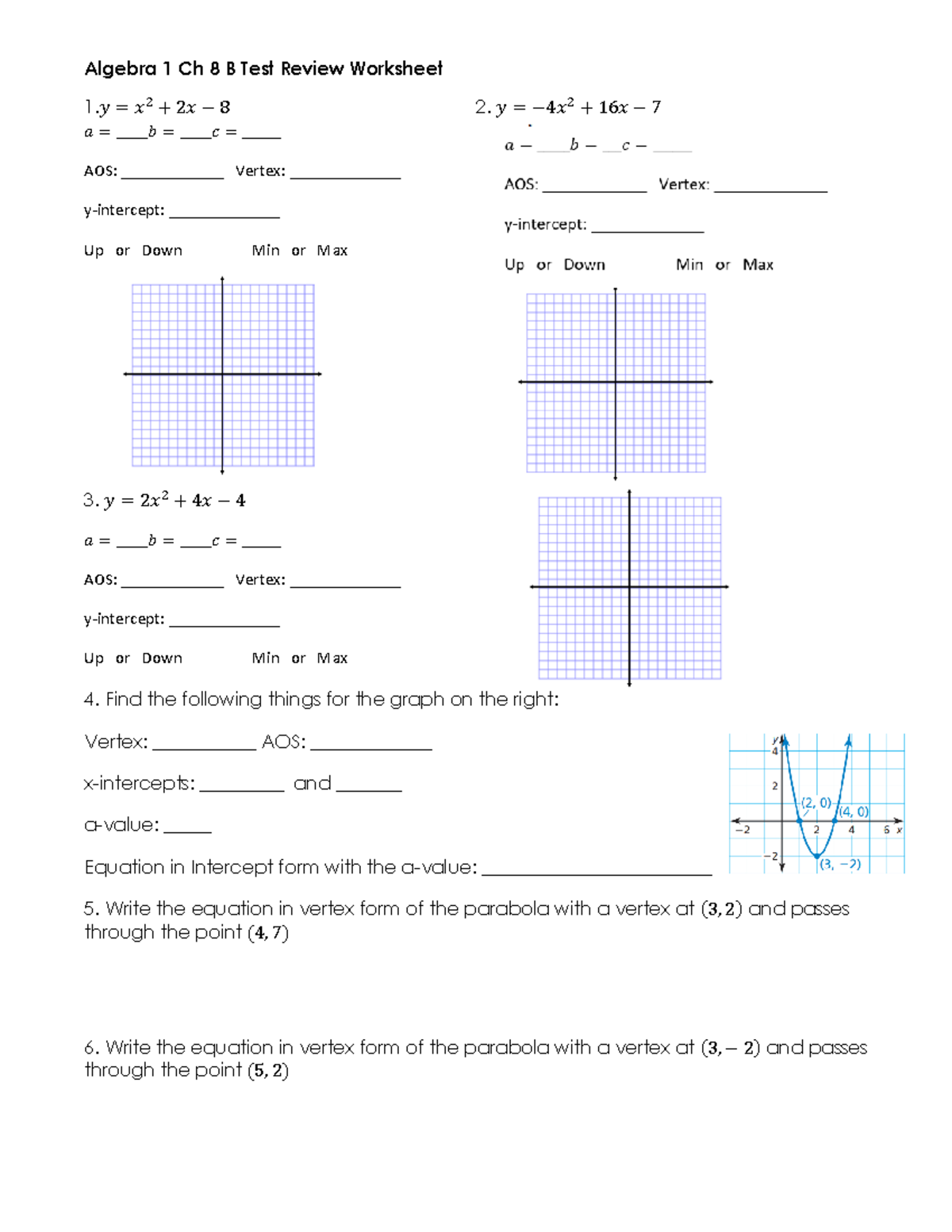 A1 Ch 8B Test Review - Math Is Stupid - Algebra 1 Ch 8 B Test Review ...