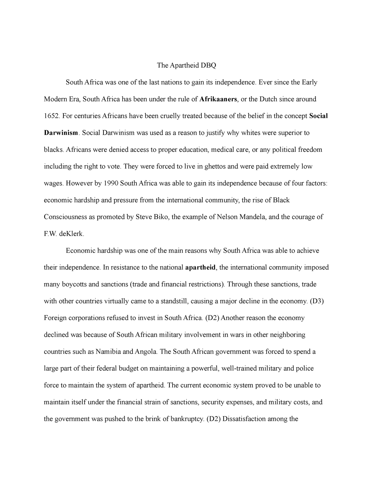essay about apartheid in south africa 1940 to 1960