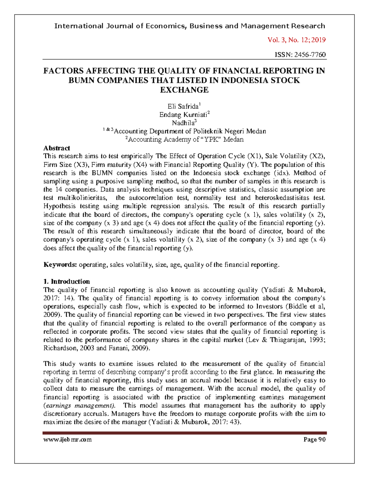 Factors Affecting THE Quality OF Financial Reporting - listed companies ...