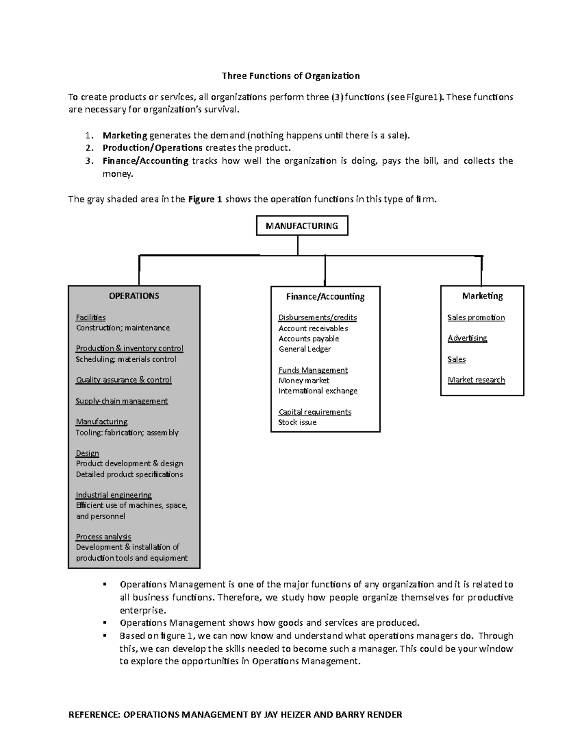 Topic 2 Operations Management BUMA0111 2023 - Three Functions of ...