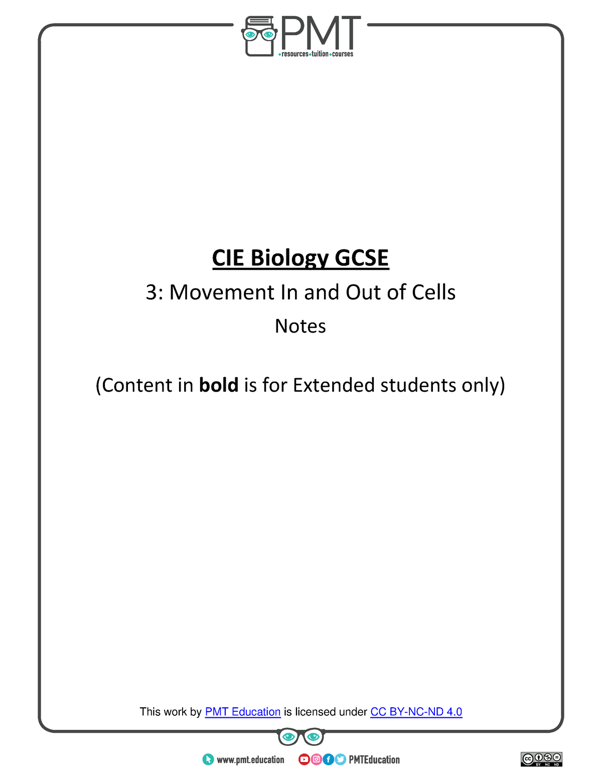 Topic 3 Movement In And Out Of Cells - CAIE Biology Igcse - Bit/pmt-edu ...