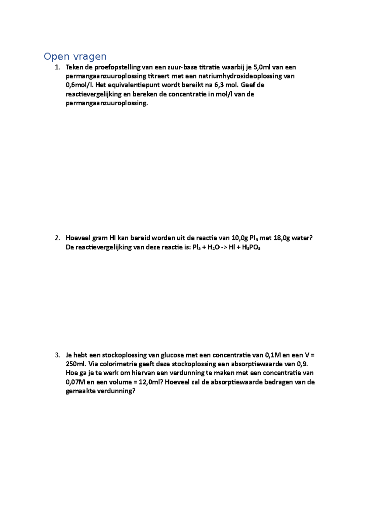 Examen Chemie Open Vragen Teken De Proefopstelling Van Een Zuur Base