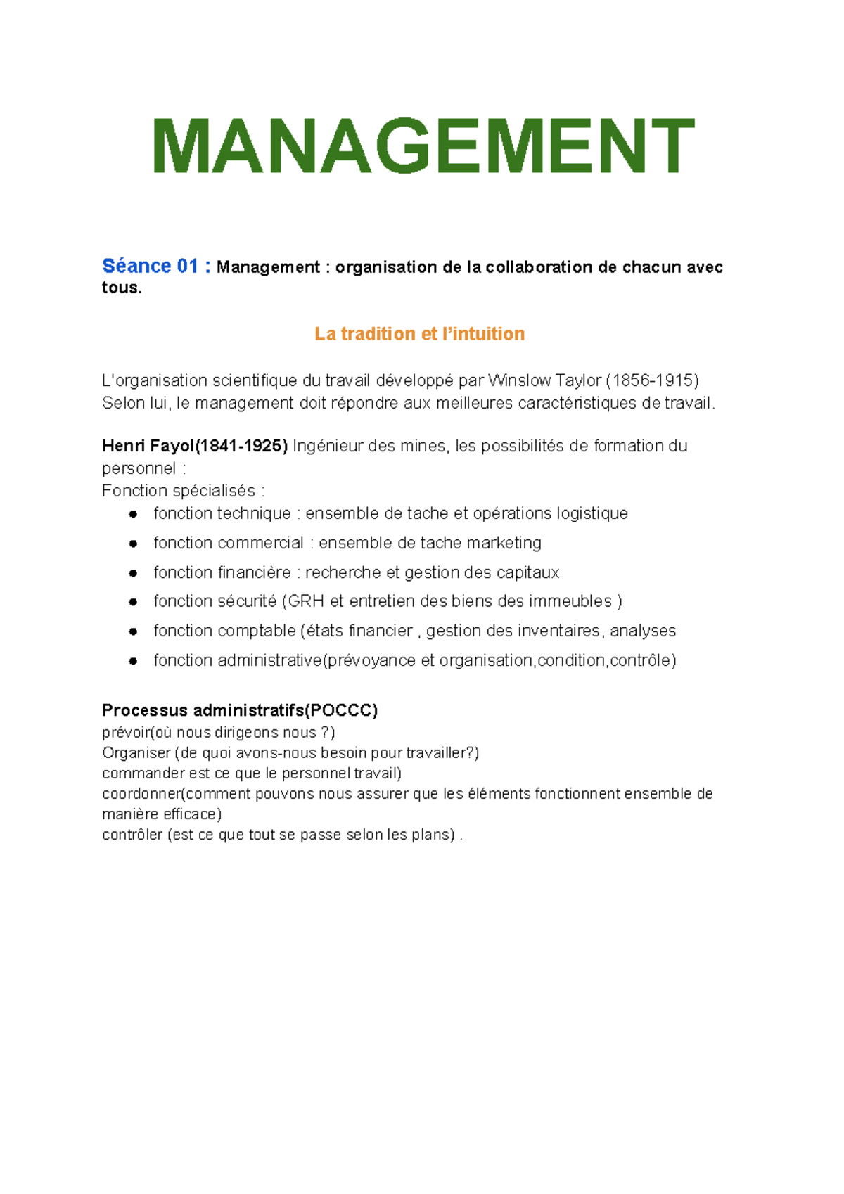 Management - La tradition et l’intuition L'organisation scientifique du ...