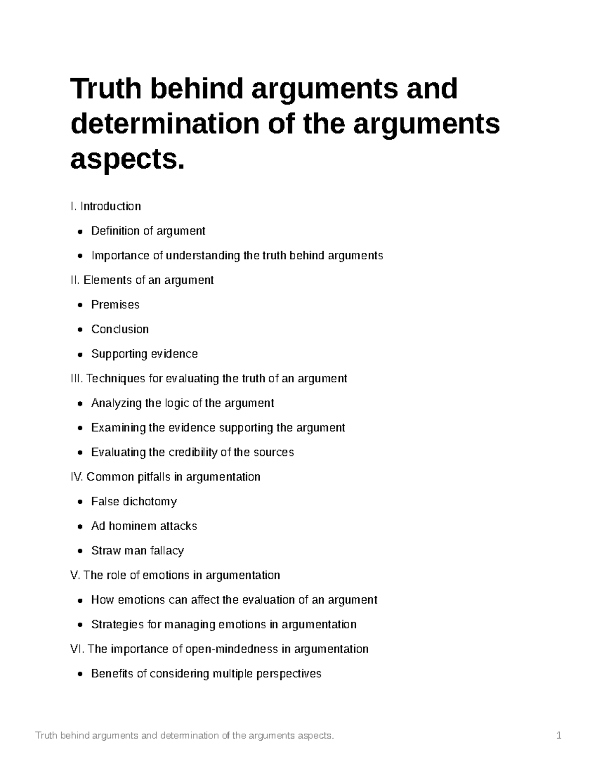 Truth behind arguments and determination of the arguments aspects - 1 ...