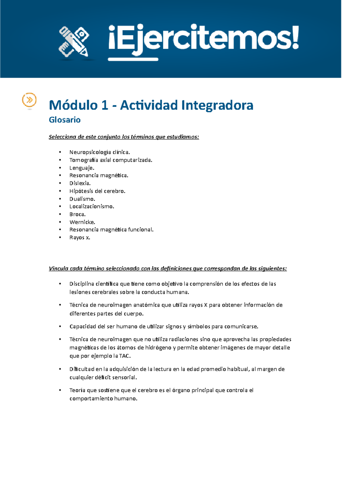 Neuro API 1 - api 1 - Módulo 1 - Actividad Integradora Glosario ...