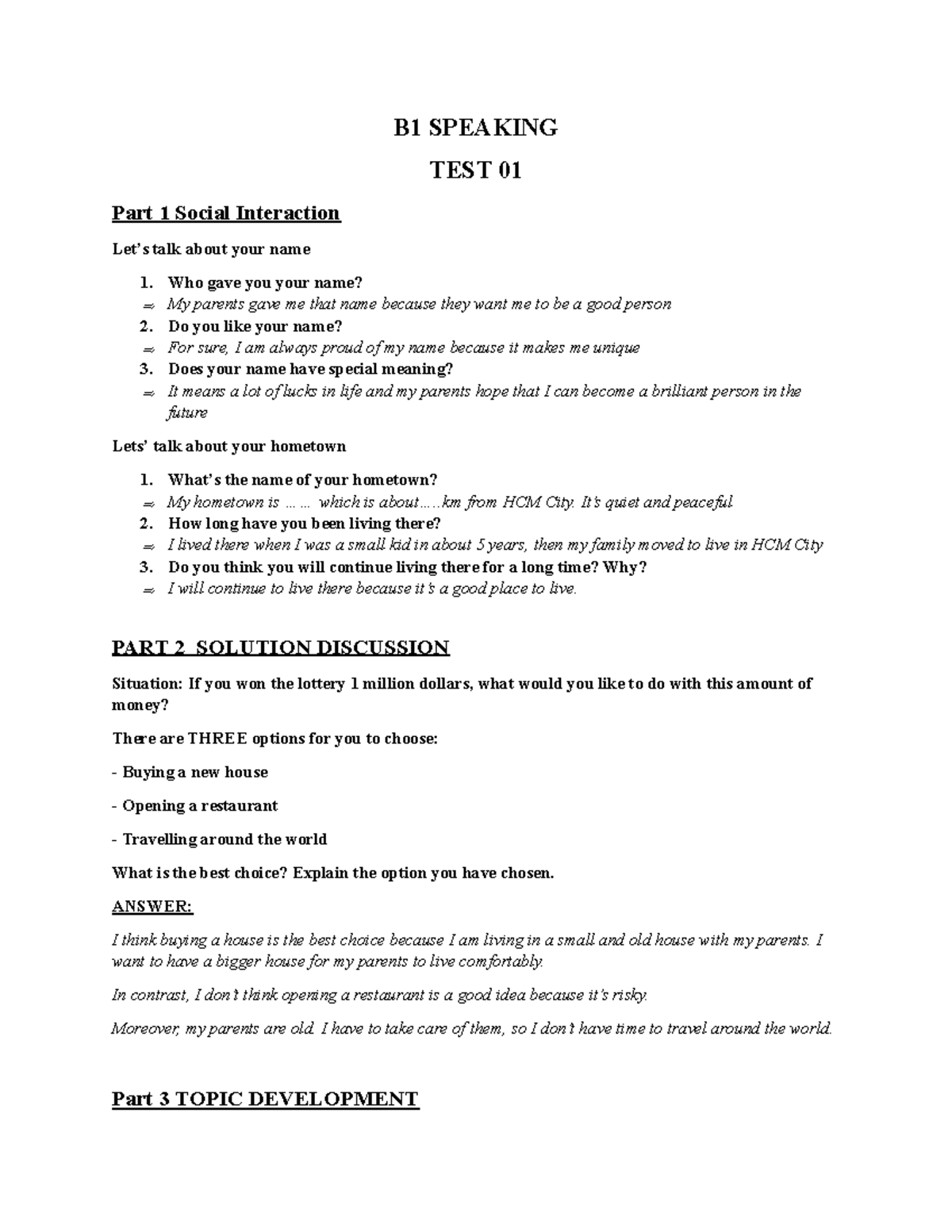 4.3.1 - Speaking Practice PART 1 + 2 + 3 (12 tests) - B1 SPEAKING TEST ...
