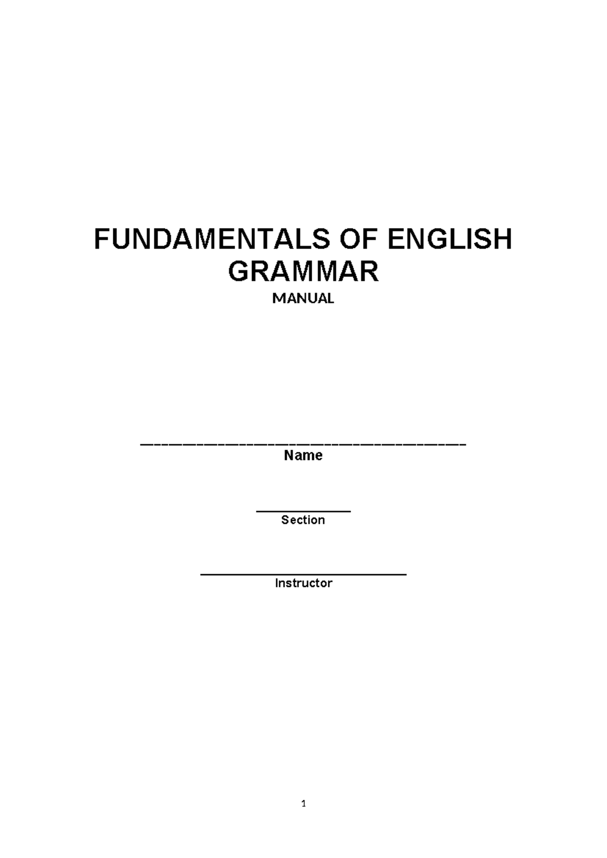 English- Manual - ... - FUNDAMENTALS OF ENGLISH GRAMMAR MANUAL - Studocu
