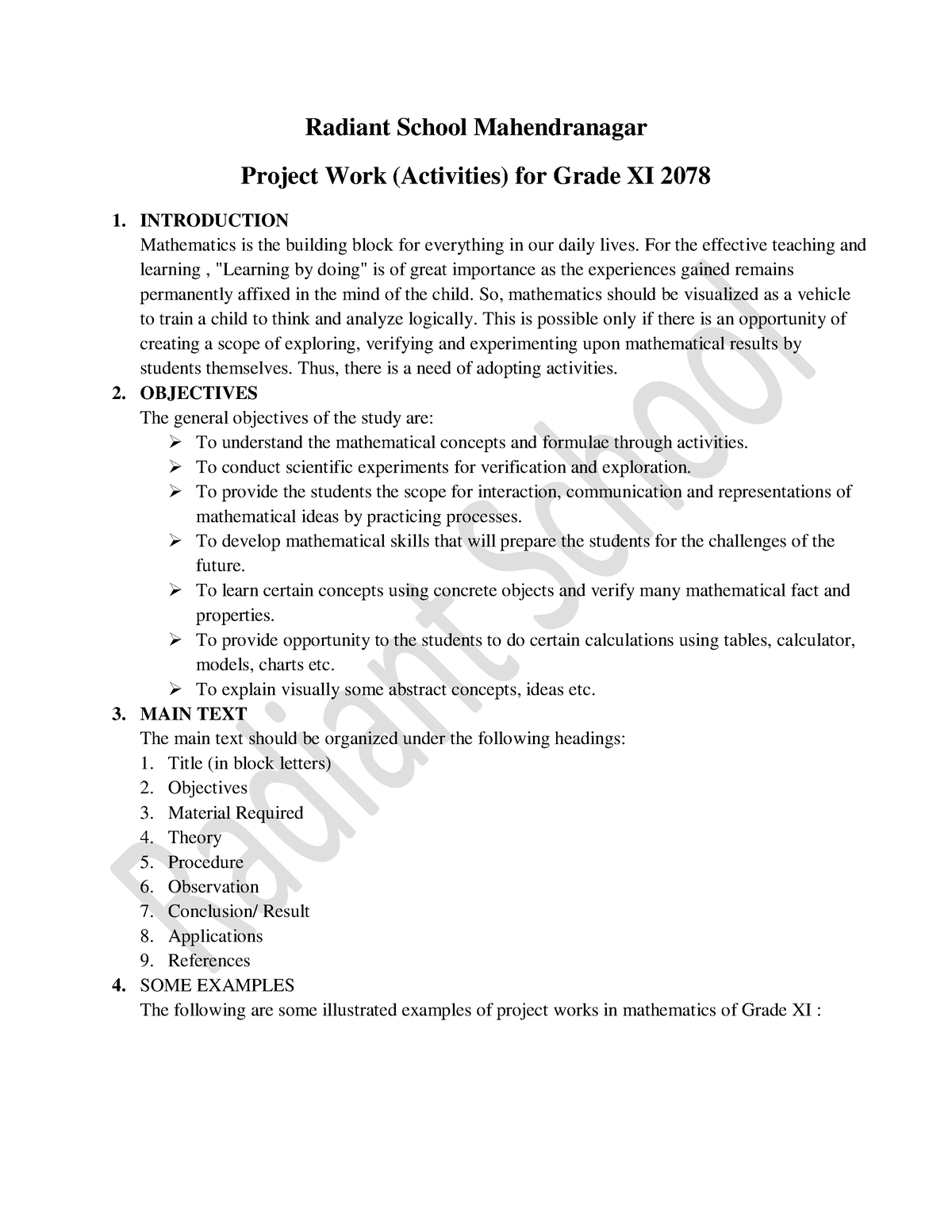 project-work-of-mathematices-for-class-11-radiant-school