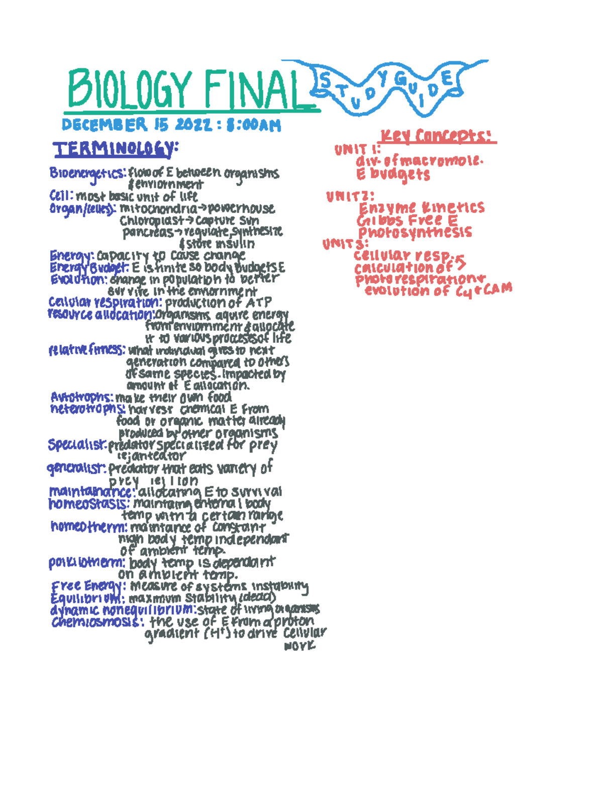 Final Material on all lecture content - BIOLOGY ####### FINAIEFEEF ...