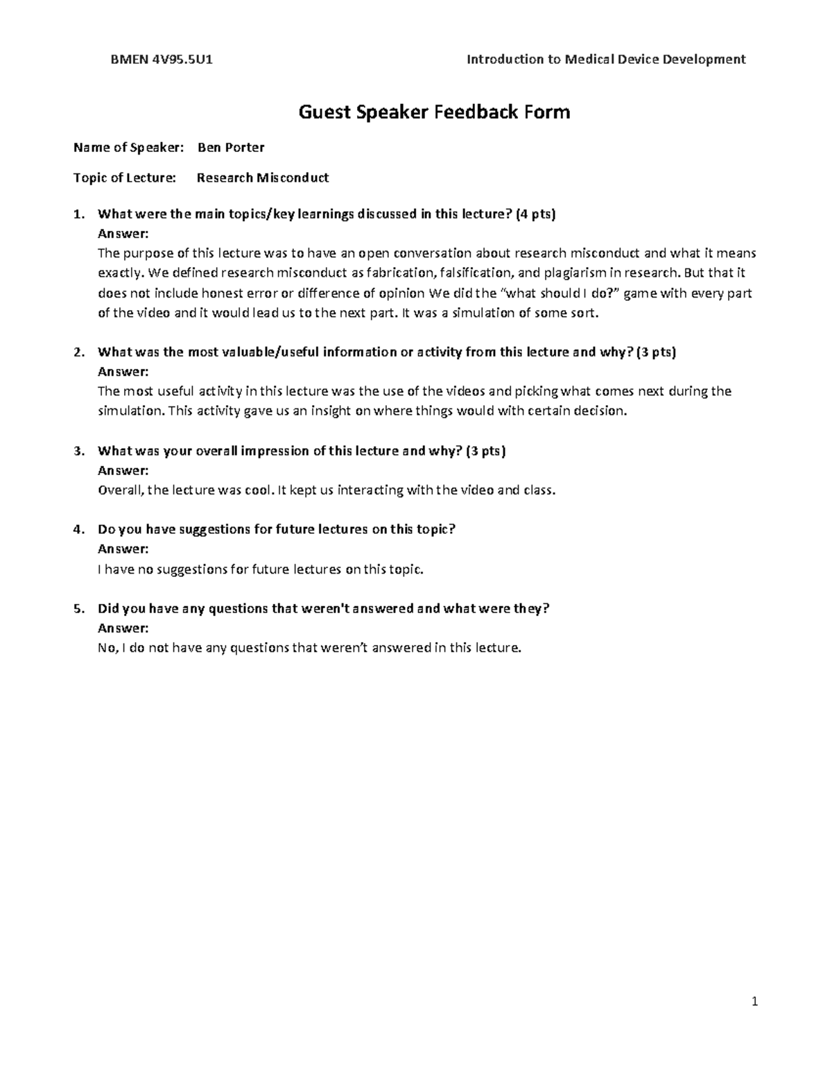 06.11 FF Research Misconduct BMEN 4V95 - BMEN 4V95 Introduction to ...