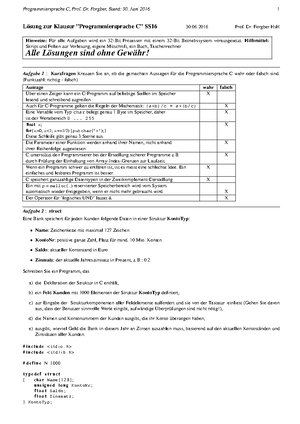 Klausur C 17 SS V06- Loesung - Klausur C‐Programmieren, SS 2017 Prof ...