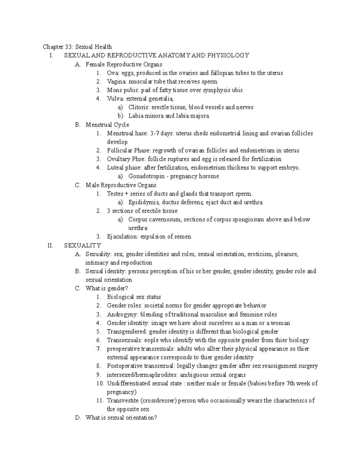 Chapter 33 Sexual Health Fundamentals of Nursing Chapter 33