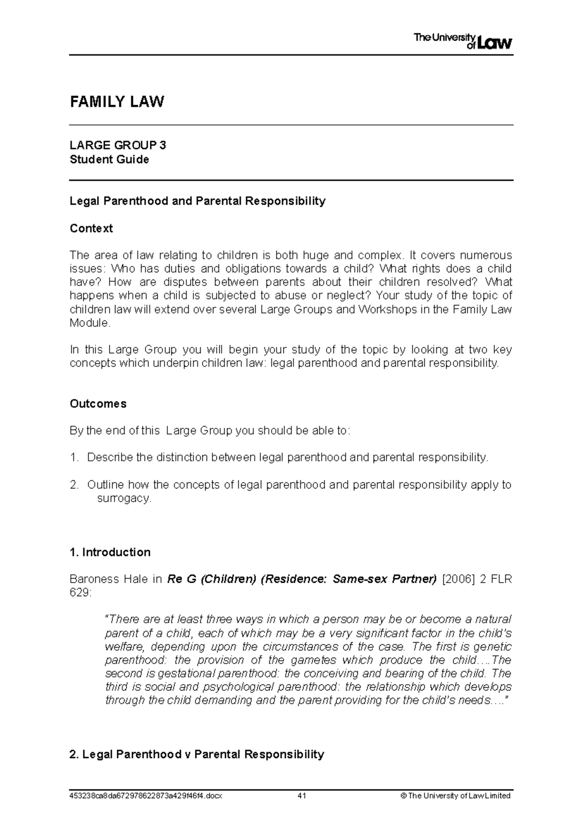 2122 fam level 6 lg03 ce01 student guide - FAMILY LAW LARGE GROUP 3 ...
