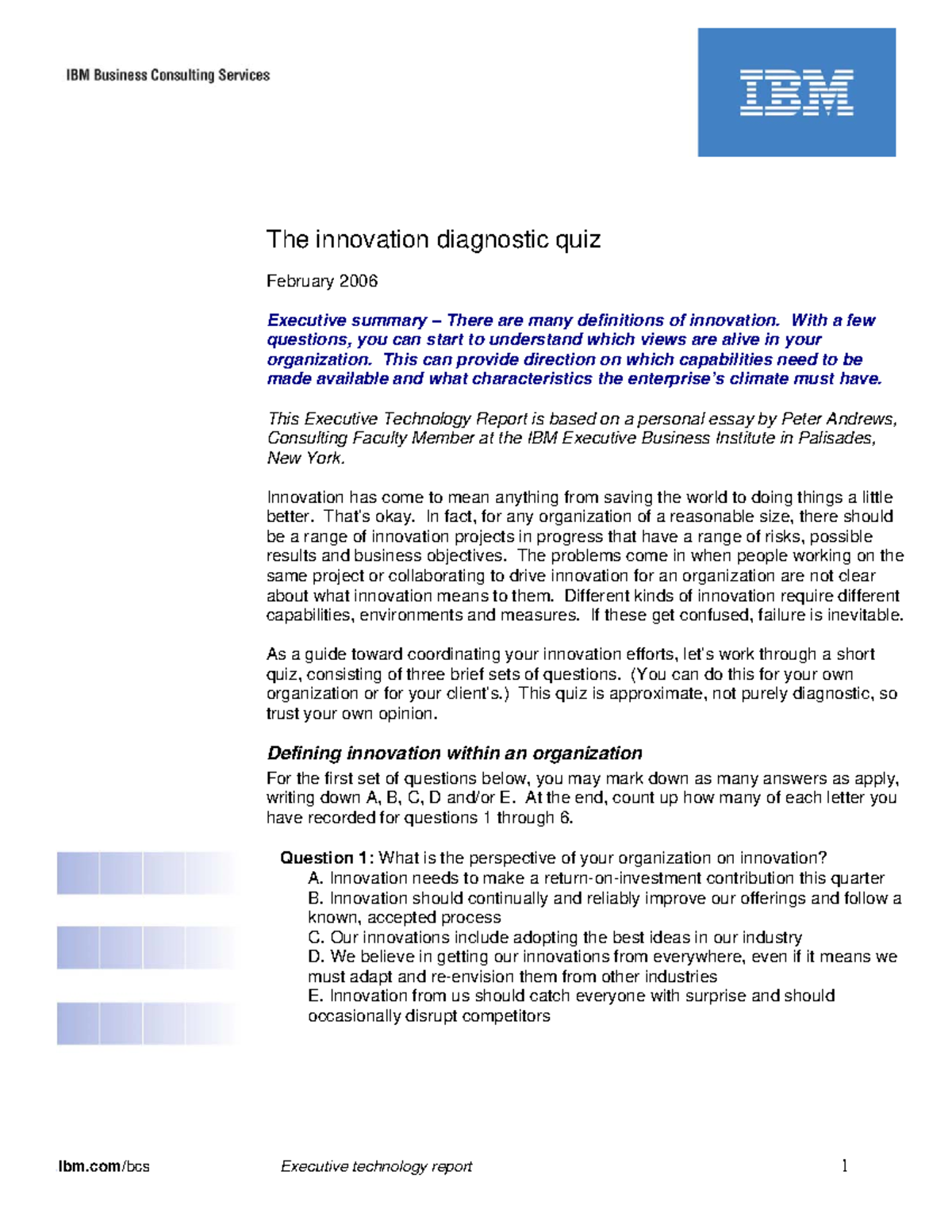 G510 6256 innovation diagnostic - The innovation diagnostic quiz ...
