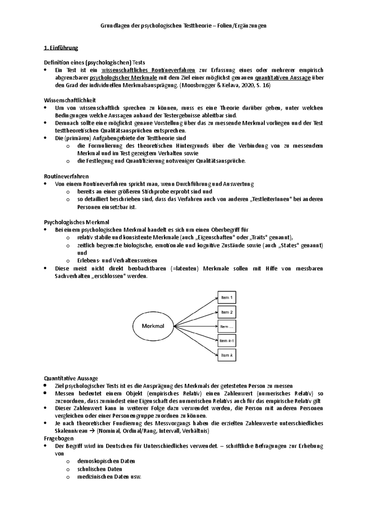 Testtheorie FolienErgänzungen Grundlagen der psychologischen