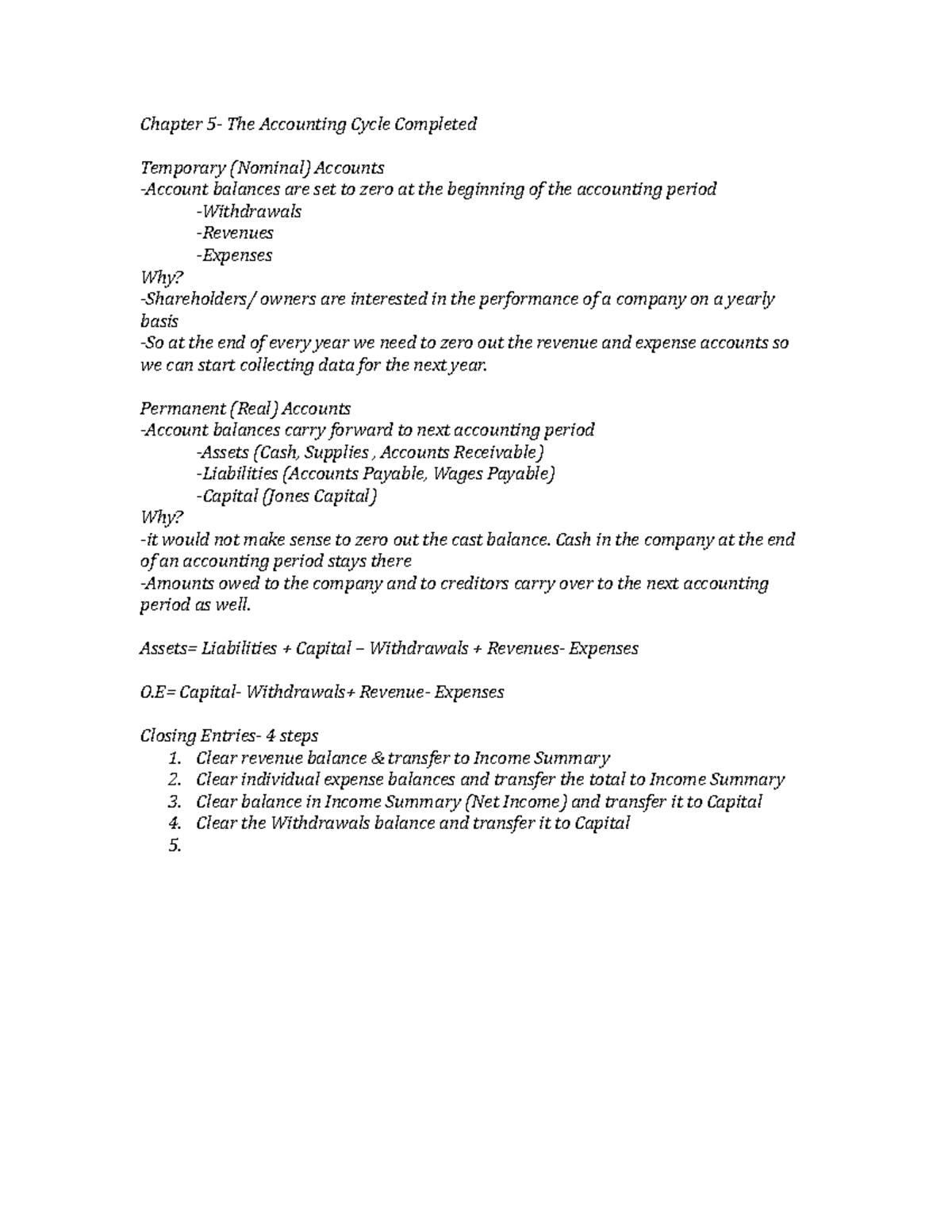 Chapter 5 accounting notes - Chapter The Accounting Cycle Completed ...