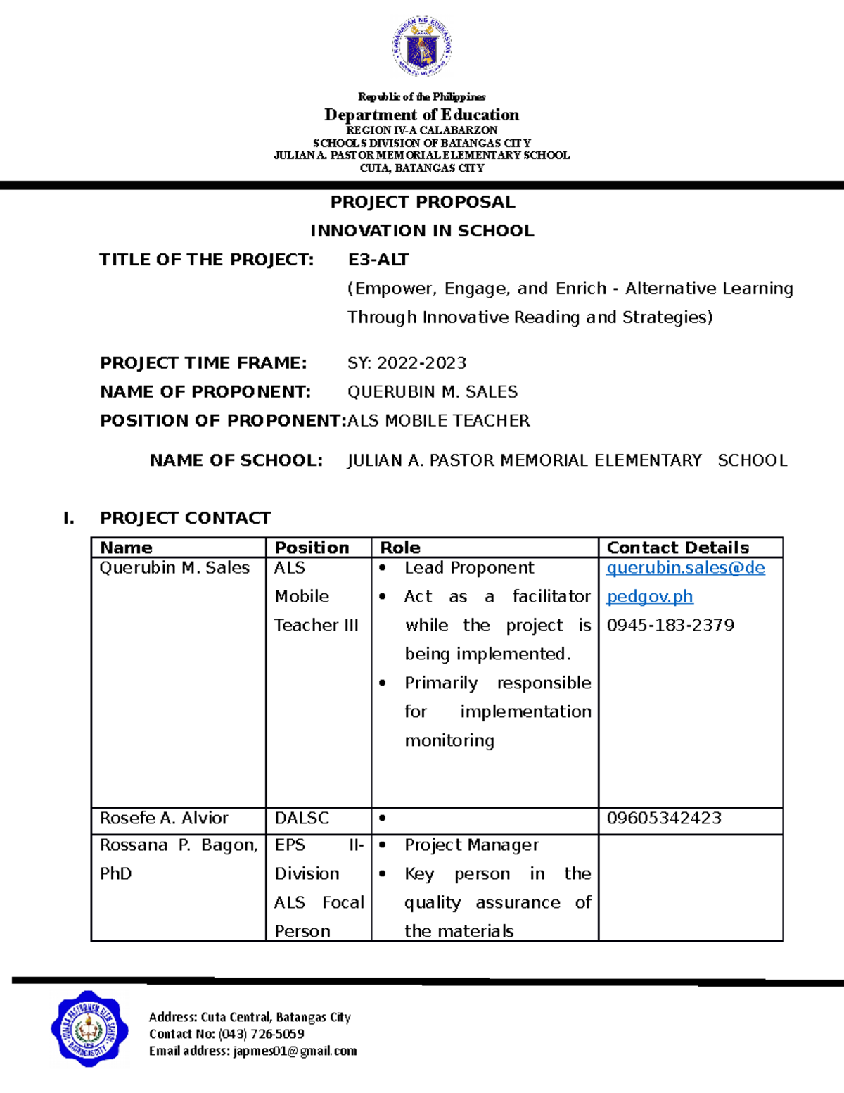 Project- Proposal-2 - N/a - Department of Education REGION IV-A ...