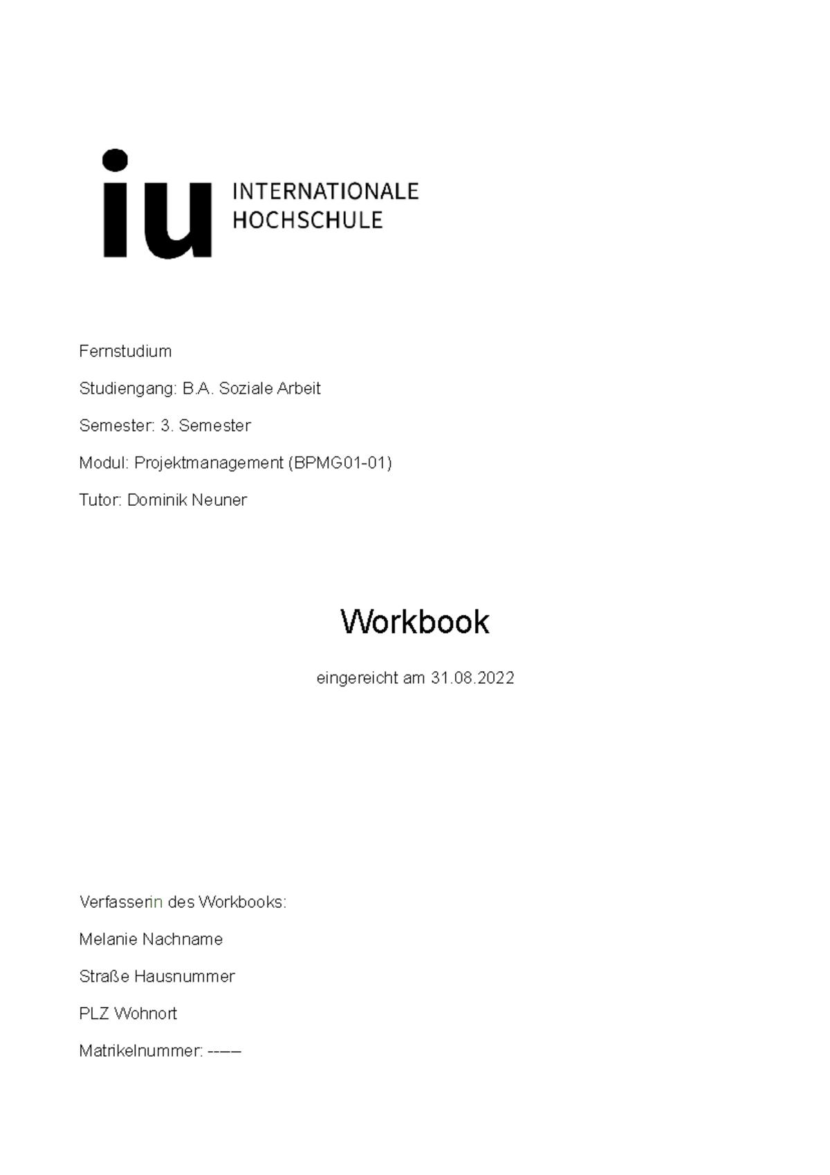 Workbook Veröffentlicht - Fernstudium Studiengang: B. Soziale Arbeit ...