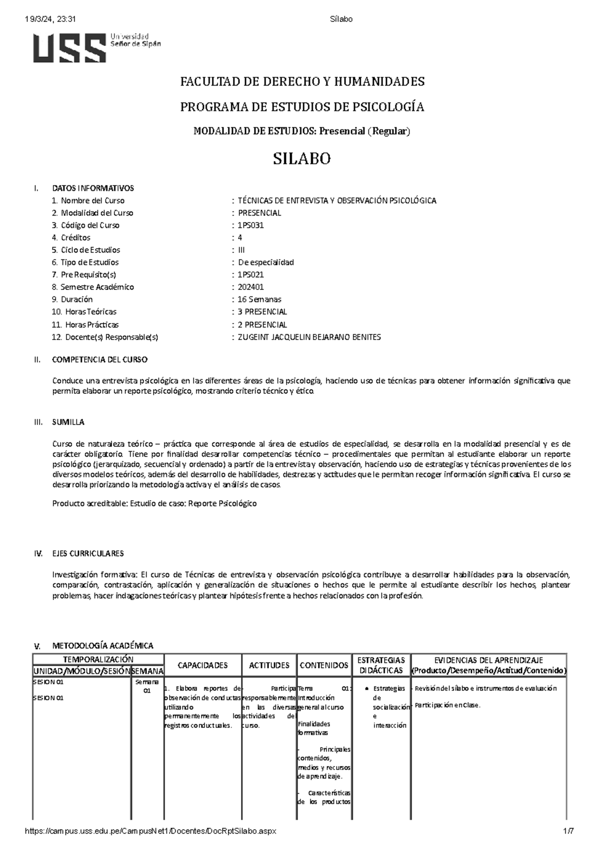 Sílabo TEOP - hvhvygyg - FACULTAD DE DERECHO Y HUMANIDADES PROGRAMA DE ...