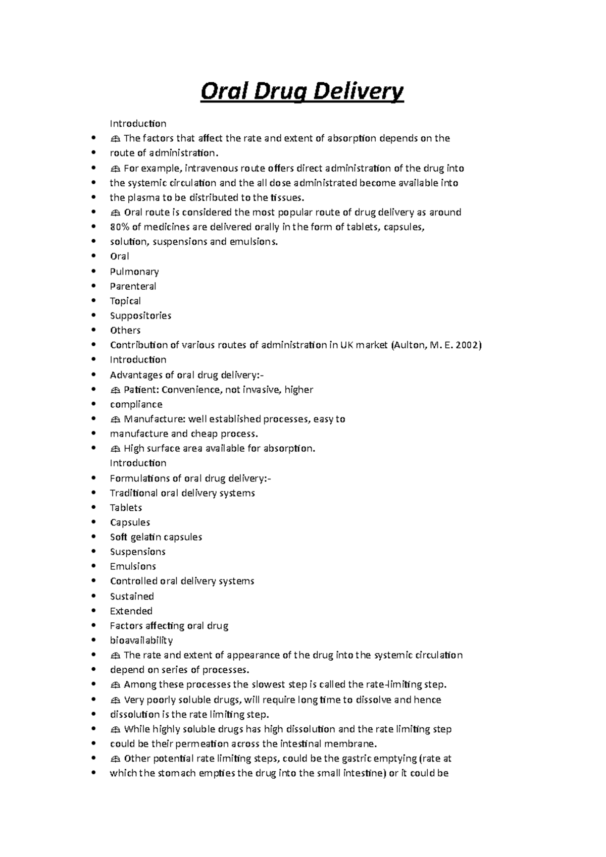 Oral Drug Delivery Making medicine lecture notes Oral Drug Delivery