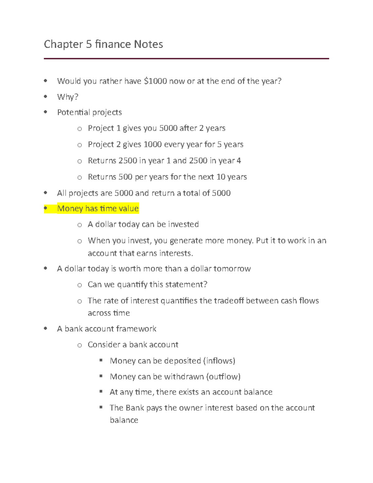 Chapter 5 finance Notes - Chapter 5 finance Notes Would you rather have ...