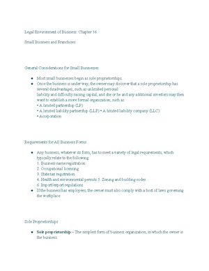 Chapter 2 - Hammond- lecture notes - Chapter 2: Business and ...