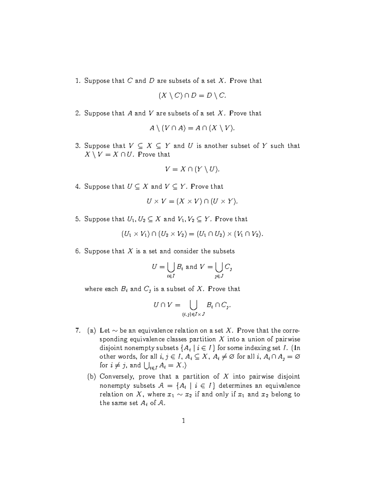 Problems The Problem Sets Were Examples Of Proofs We Needed To Do Throughout The Course Studocu