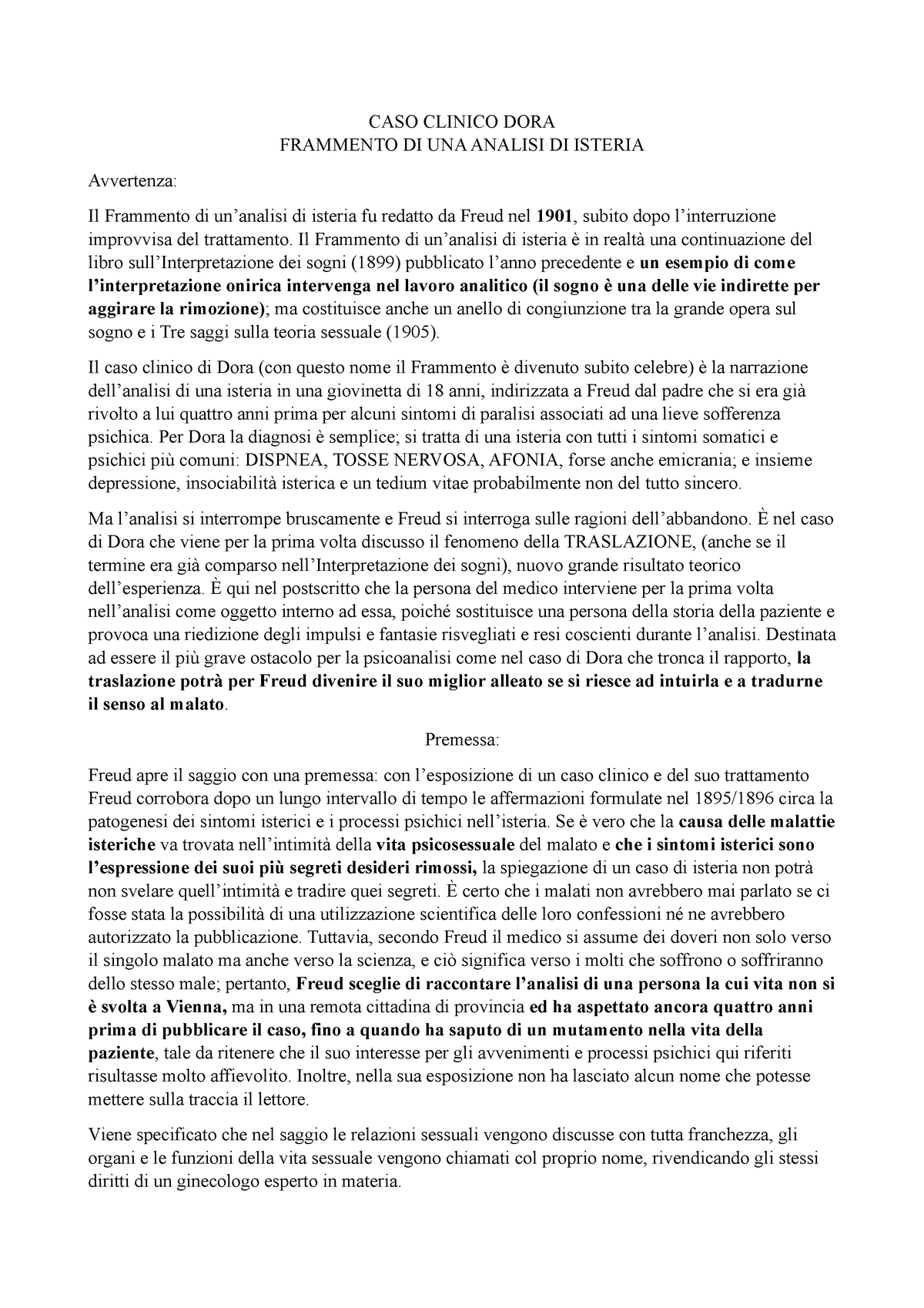 Caso Clinico Dora Riassunto Freud 1901 1905 Tres Ensaios Sobre A Teoria Da Sexualidade Analise Fragmentaria De Uma Histeria O Caso Dora E Outros Textos Studocu