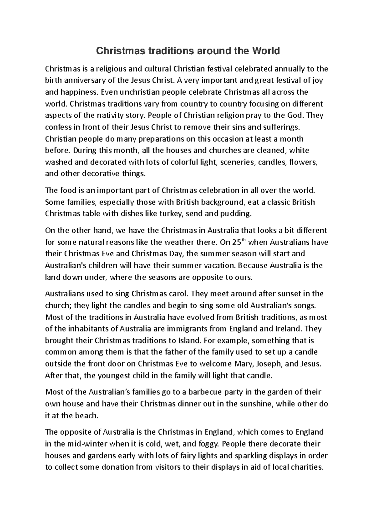 Christmas traditions around the World IN2 Christmas traditions around