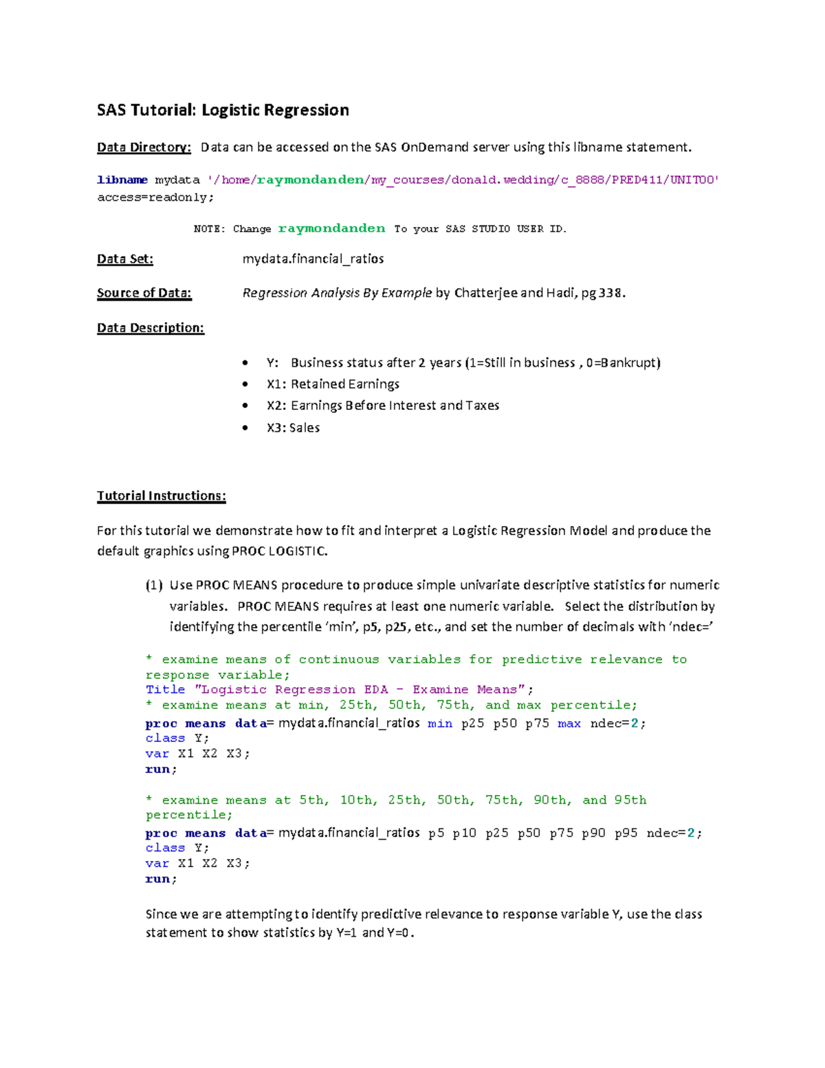 Sas Tutorial 04 Logistic Regression Studocu