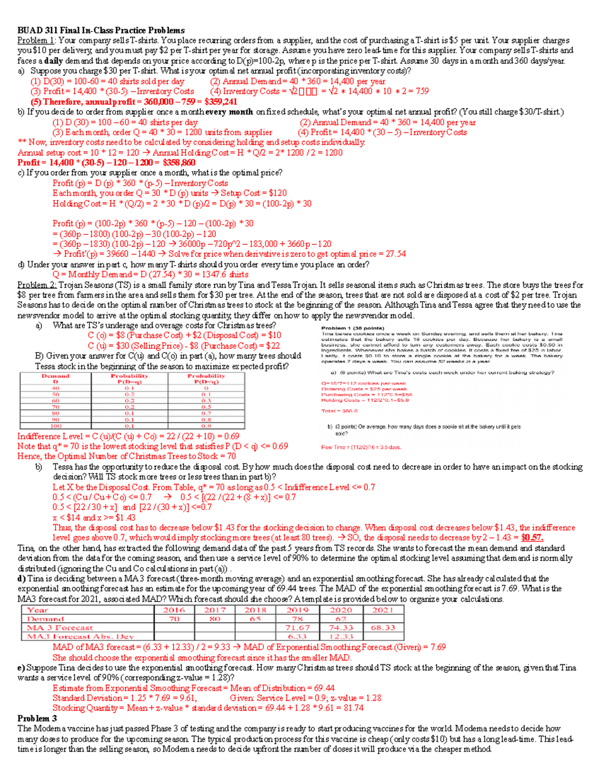 BUAD 311 Cheat Sheet - BUAD 311 Final In-Class Practice Problems ...