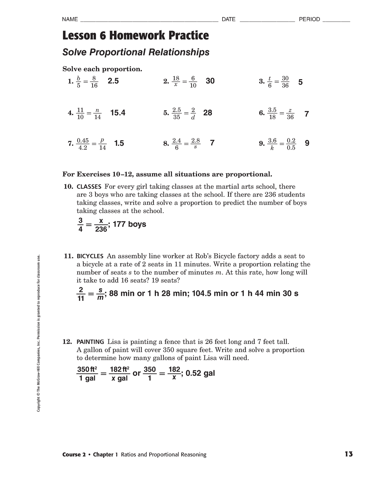 7Math 16 Homework Practice Ans Course 2 • Chapter 1 Ratios and