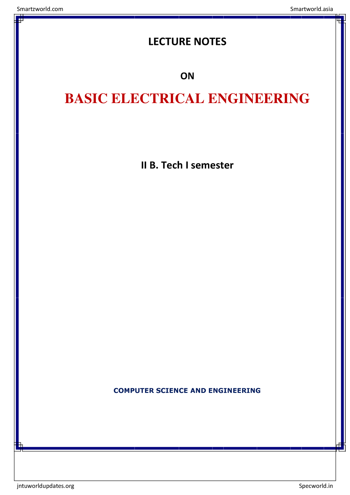 2 2 Basiceee 1 5 - Notes On BEE - LECTURE NOTES ON BASIC ELECTRICAL ...