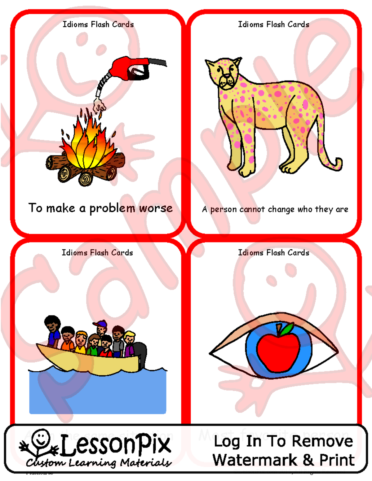 Idioms+Flash+Cards-material 2250800 - To make a problem worse Most ...