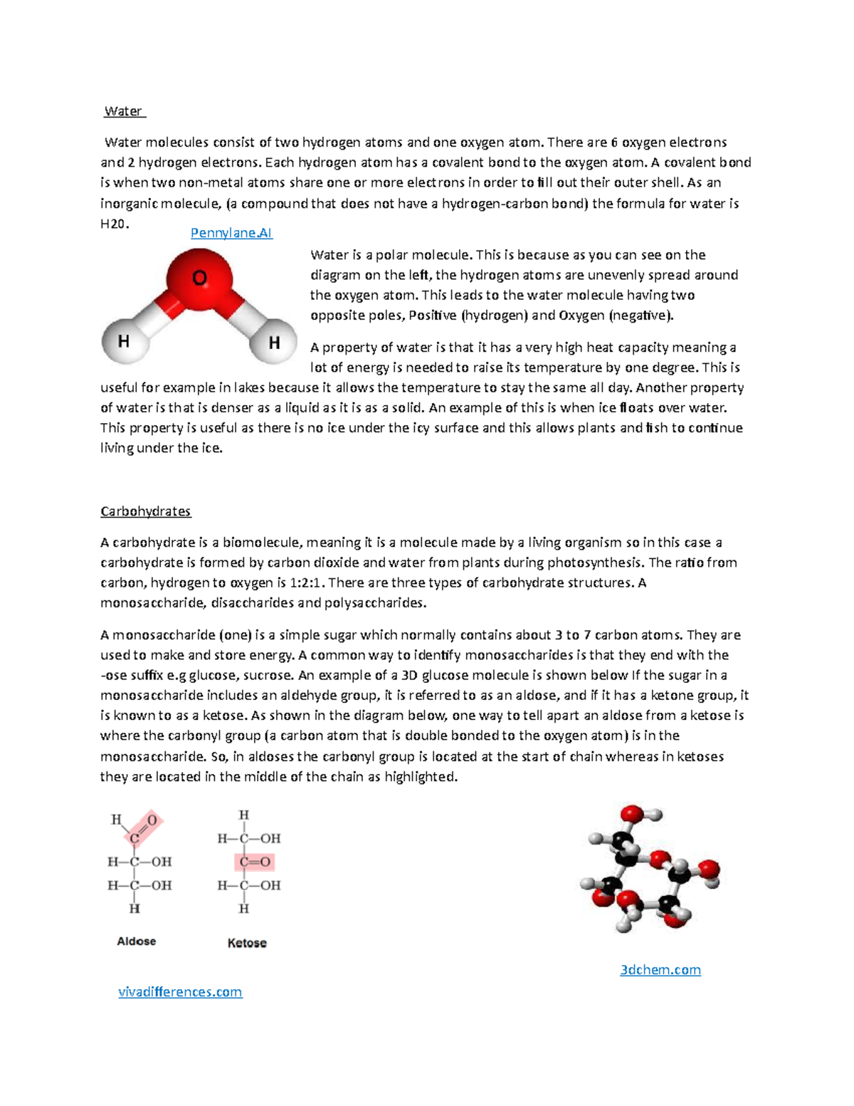 Unit 10 ass A - applied science coursework - Water Water molecules ...