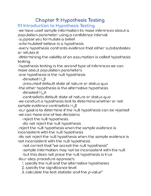 BUAD 231 Chapter 13 Notes - Chapter 13: Analysis Of Variance 13 Two-Way ...