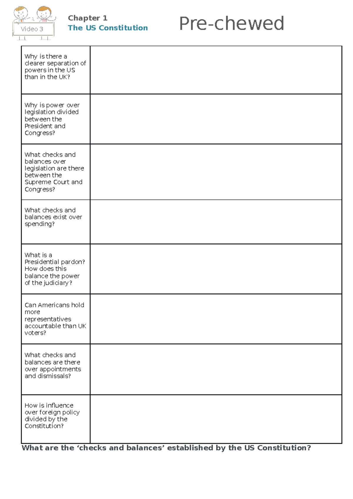 3 - what are the checks and balances of the us constitution worksheet ...